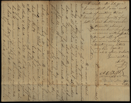 Letter from Sarah Underwood to Ann E. Tefft, describing the rainy weather, discussing her singing, and expressing thanks for copied verses.