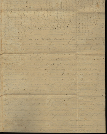 Letter from Sarah Underwood to Ann E. Tefft, June 7, 1859 describing vegetable gardening, dressmaking, a neighbor's flower garden, and the Pike's Peak Gold Rush. She also refers to the influence of a story involving the name "Capitola."
