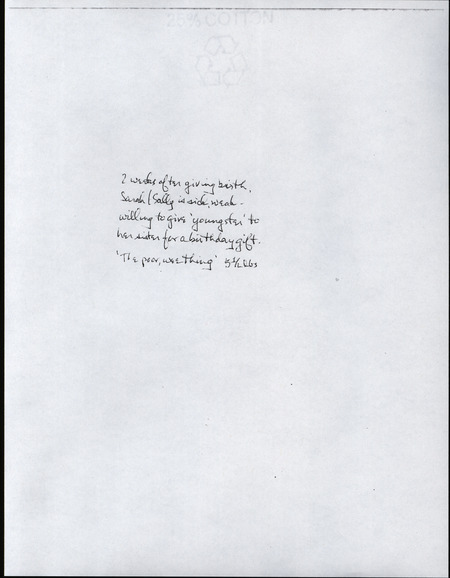 Letter from Sarah Underwood to Ann E. Tefft sharing her illness after the birth of her daughter, her dislike of caring for children, and her concern about the child's birth weight. The letter is accompanied by an explanatory note written by an unknown author.
