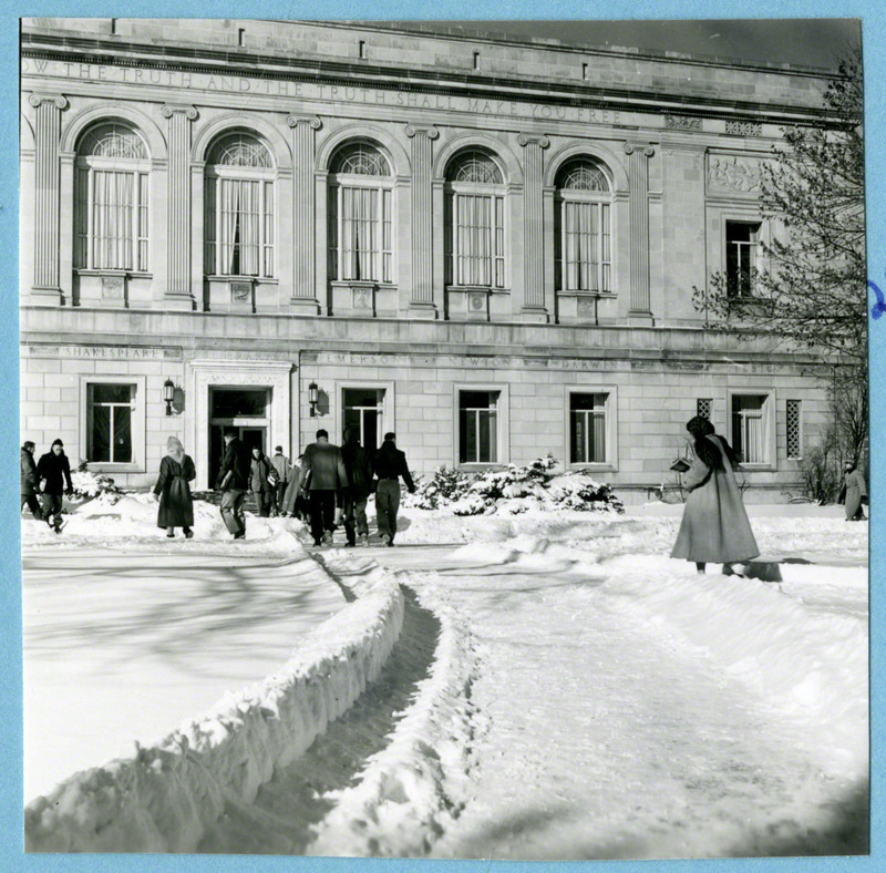 View of Iowa State University Library (now Parks Library) from the east, 1953.