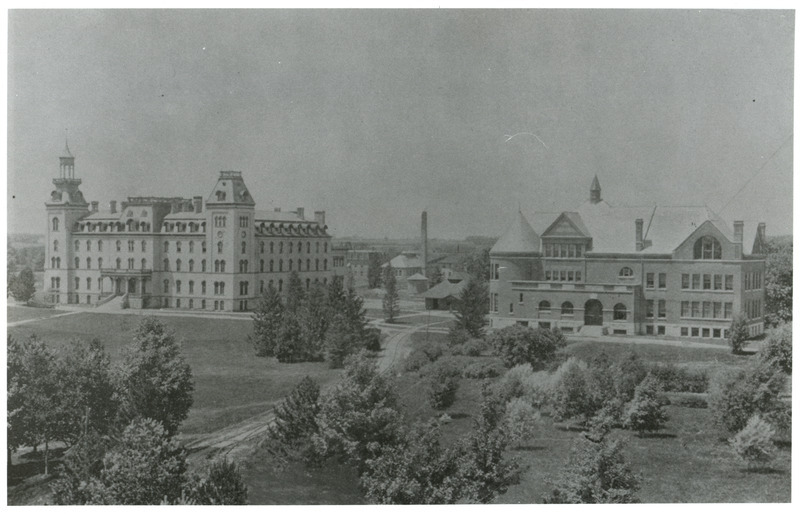 Old Main and Morrill Hall. From 15th Biennial Report of the Board of Trustees of the Iowa State Agricultural College and Farm 1892-93.