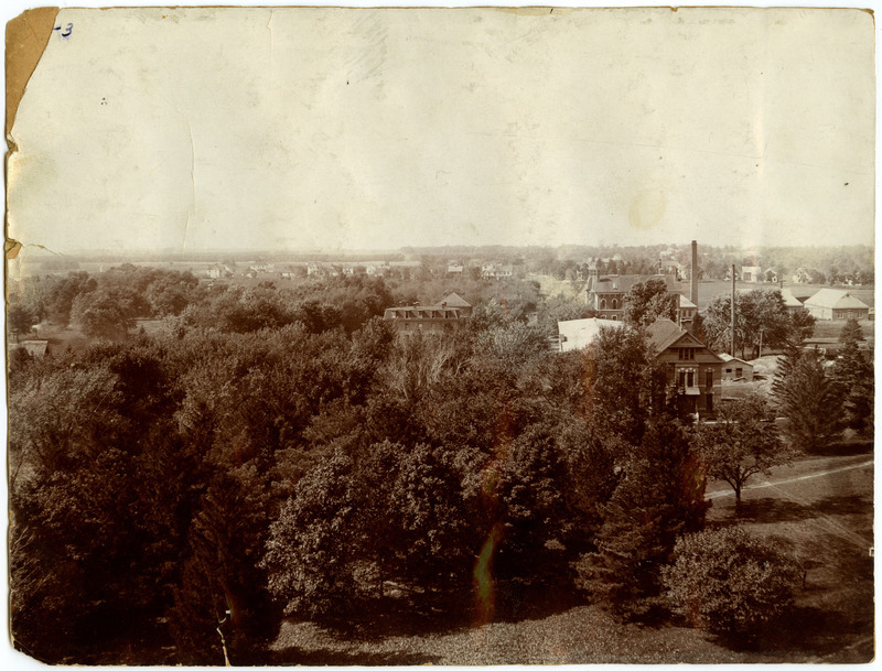 In this view from above some of the buildings are obscured by trees, 1904.