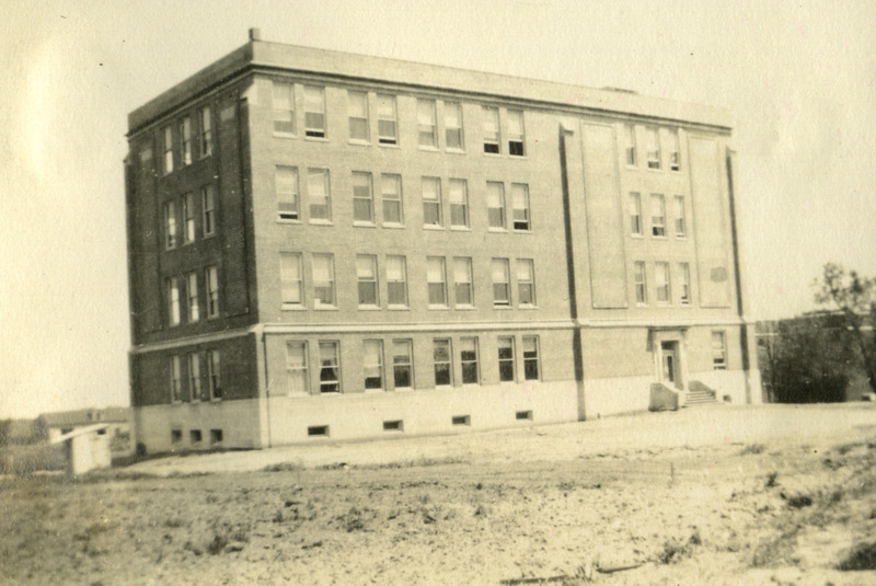 The newly constructed Science Hall is shown prior to the addition of landscaping, circa 1910.