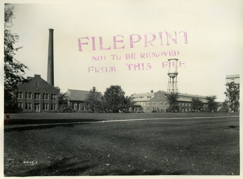 Marston Water Tower, Engineering shops, and other buildings, October 12, 1932.