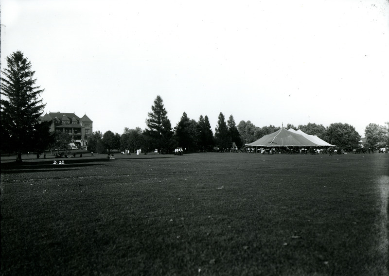 campus event circa 1904. Botany Hall (now Carrie Chapman Catt Hall) in left background.