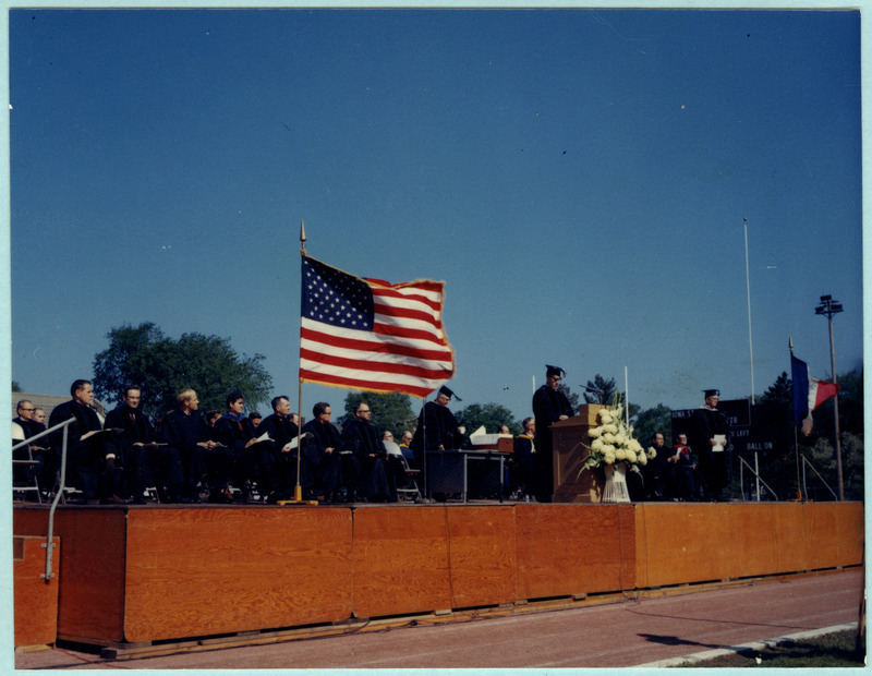 Commencement ceremony held at Clyde Williams Field in 1969.