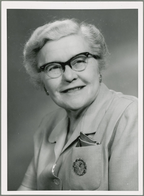 Dr. Pearl Swanson, Professor of Food and Nutrition and Assistant Director of the Iowa Agriculture and Home Economics Experiment Station during 1944-1961, is shown in this portrait taken in 1955.