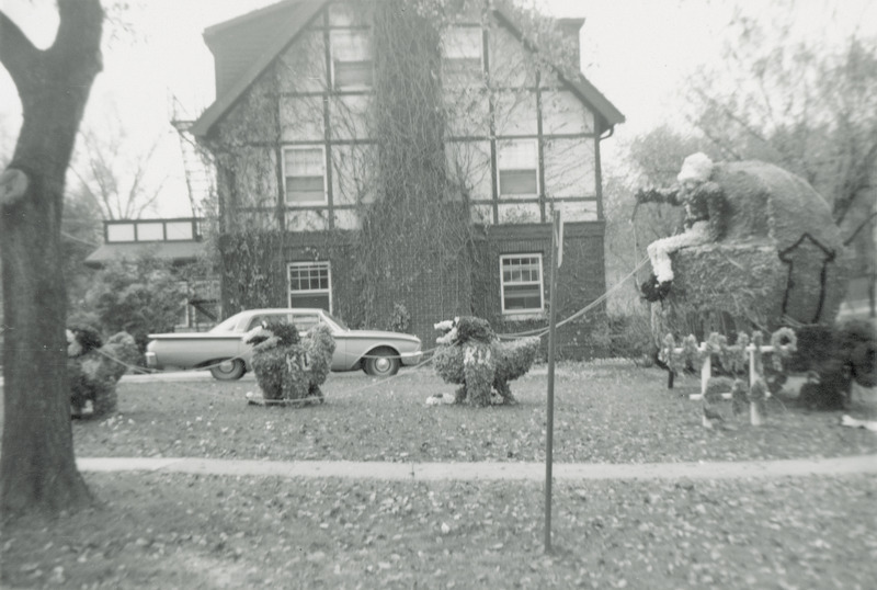 At least three Jayhawks are hitched to a carriage on which an ISU football figure is riding. A sign in front of the Kappa Delta, Sigma Sigma Chapter's display reads, "Whip 'em.".