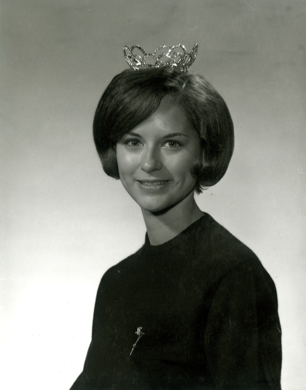 Adele Berry, Homecoming Queen, is shown wearing her crown in this portrait, 1965.