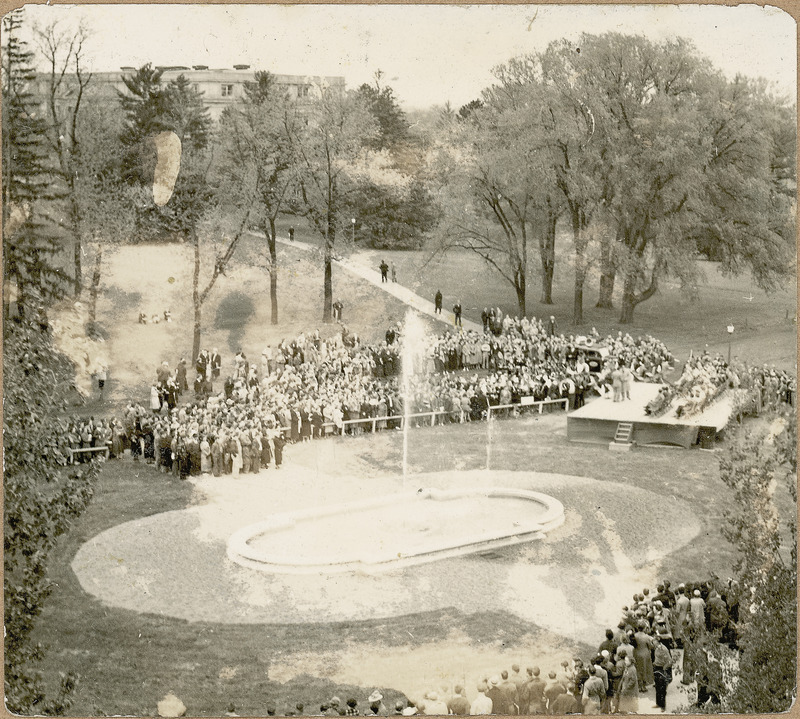 As part of the VEISHEA celebrations, the Memorial Union fountain (Christian Petersen's "Four Seasons") is dedicated.