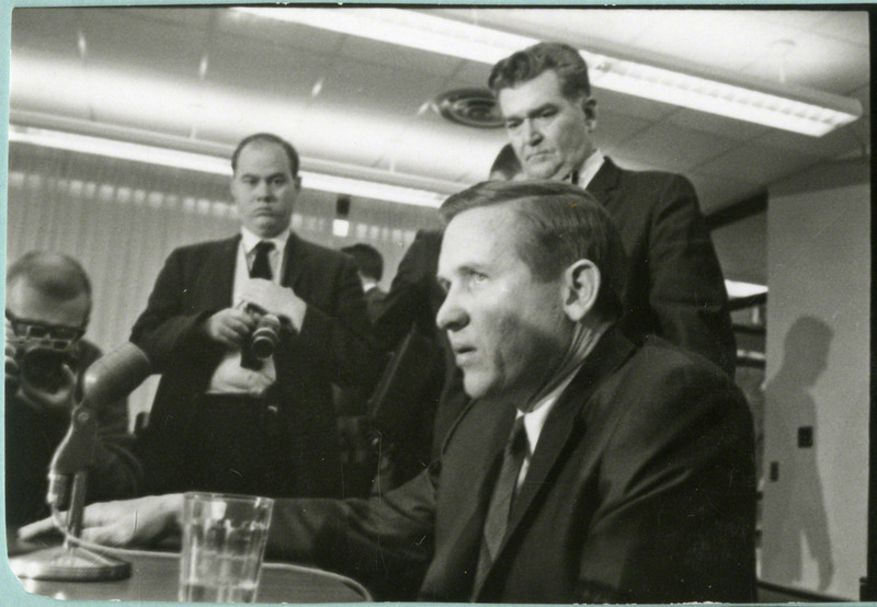 Football coach Johnny Majors speaks at a press conference, December 1967.