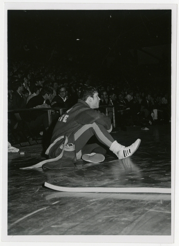 Dan Gable, Iowa State University wrestler, at wrestling event, circa 1970.