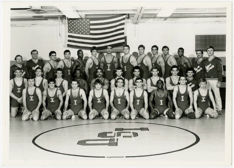 Group portrait of the Iowa State University wrestling team, 1986-87 season, 1987.