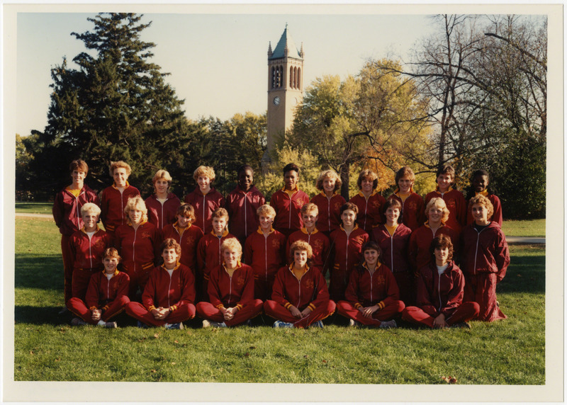 Group portrait of the Iowa State University Women's Track and Field Team, 1984.