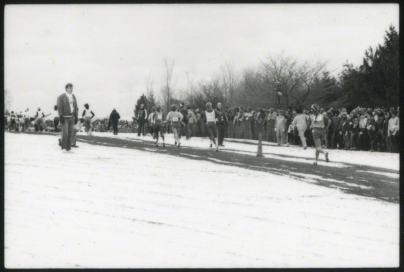 Runners and spectators at the NCAA Women's cross-country meet Milwaukee, Wisconsin, on November 25, 1985, several hours before the plane crash.