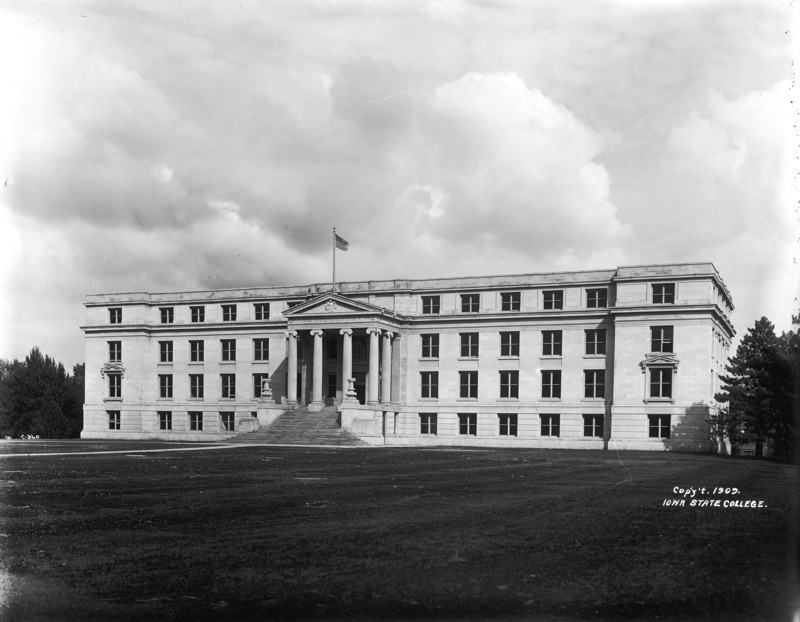 Agriculture Hall, which was renamed Curtiss Hall in 1944, is viewed from the southwest, showing how it appeared soon after its completion in 1909.