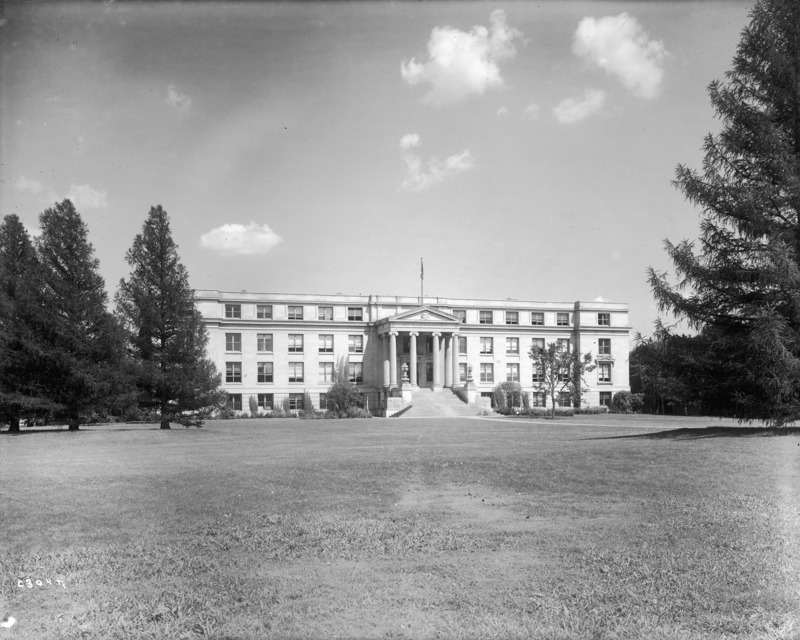 The front (west) facade of Agriculture Hall (Curtiss Hall) is viewed from central campus.