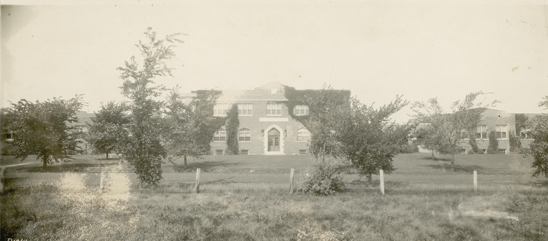 This is a front (east) view of the entrance to the Quadrangle (later known as Lagomarcino Hall), 1928.