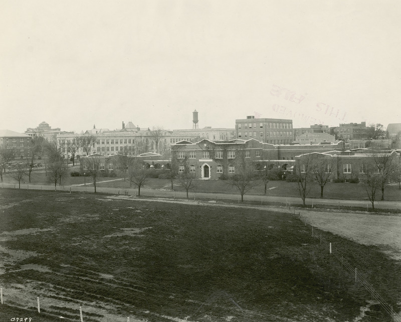 Iowa State University in 1927. Lagomarcino Hall (then called the Quadrangle) is featured prominently in the center and center right.