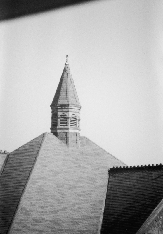 The close up photograph features the cupola of Morrill Hall.