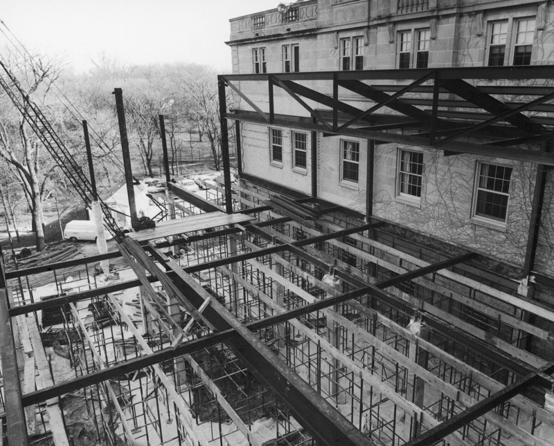 This 1951 photograph shows the steel framework for the northwest addition from above.