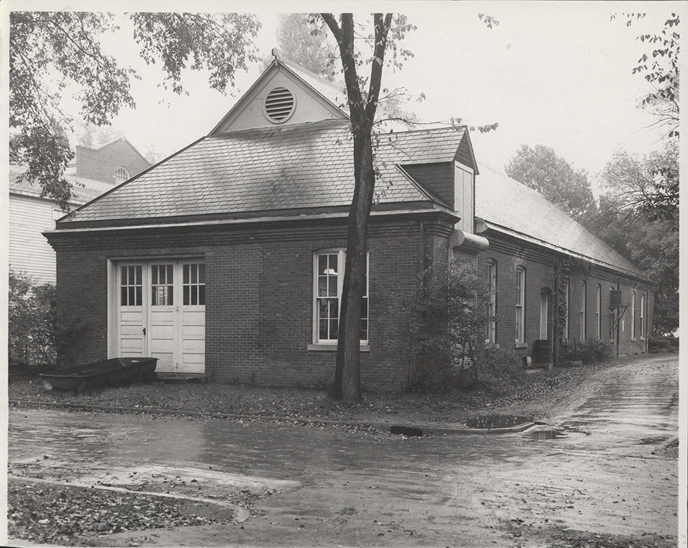Photograph of the west and south sides of the Aerospace Laboratory. Annotation: ''New lab from West.''