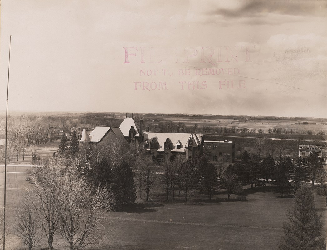 Photograph of the south side of Margaret Hall. MacKay Hall can be seen to the north (right).