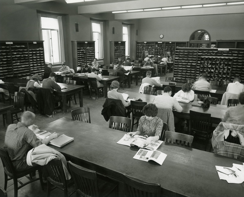 Students study in the Periodical Reading Room (currently called the Bookends Reading Room).