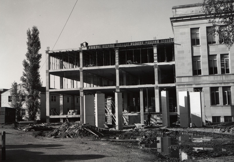 Three floors of the 1st addition are visible from this east view.