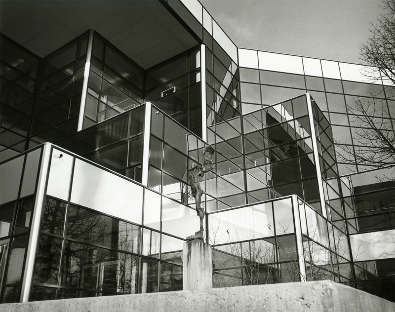 The "Left-sided Angel", a 465-pound cast bronze sculpture, stands eight feet high on a six foot pedestal outside the entrance to the library. In 1986 Stephen DeStaebler, a Midwest-born artist living in Berkeley, California, created the figure with limbs missing from its right side to symbolize the fragility of the human condition.