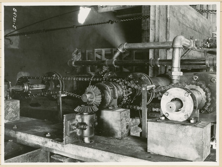 This is a close-up view of a pulley using two connected chains.