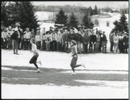 Two runners at the NCAA Women's cross-country meet Milwaukee, Wisconsin, on November 25, 1985, several hours before the plane crash.