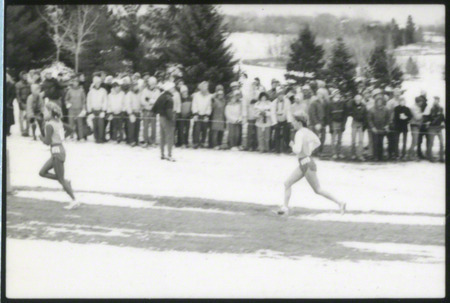 Two runners at the NCAA Women's cross-country meet Milwaukee, Wisconsin, on November 25, 1985, several hours before the plane crash.