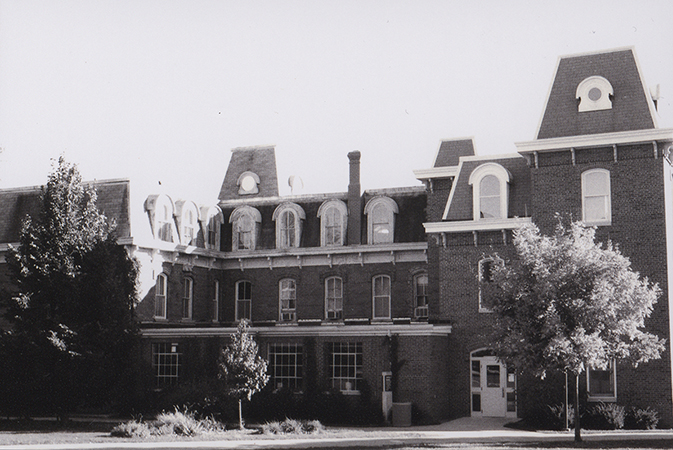 Photograph looking southeast at the north side of the Laboratory of Mechanics.