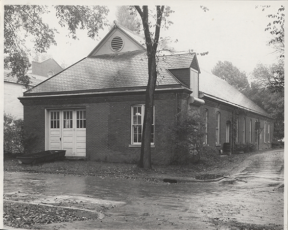 Photograph of the west and south sides of the Aerospace Laboratory. Annotation: ''New lab from West.''