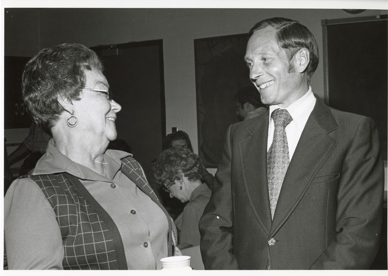 Annotation: "Retirement party held for Alvina Owenson and Merle Twedt"