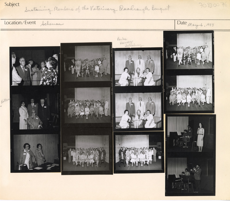 Annotation: "Sustaining Members of the Veterinary Quadrangle Banquet. Scheman"