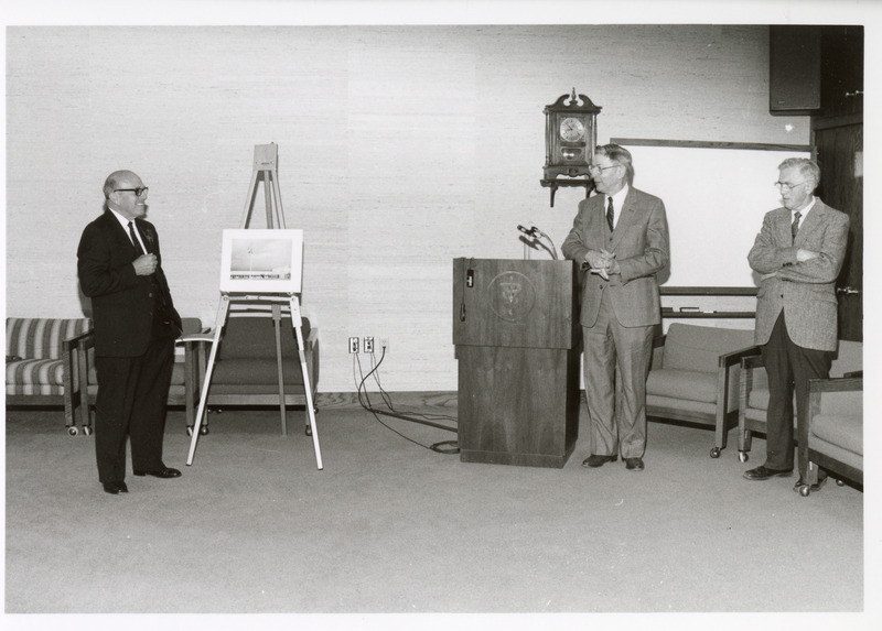 Photograph of the 1988 retirement party for Lloyd Jensen