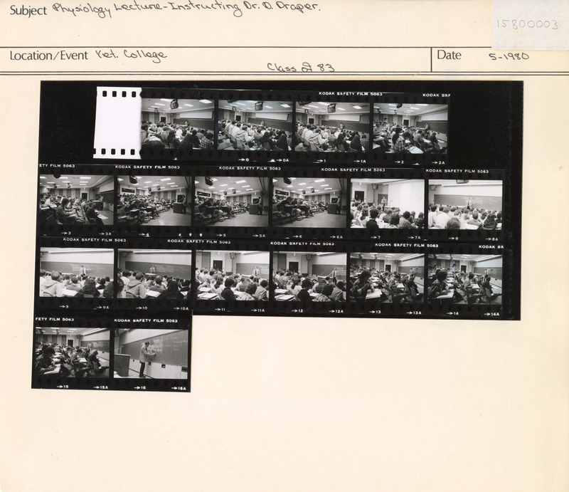 Annotation: "Physiology Lecture - Instructing Dr. D. Draper. Vet College Class of 83"