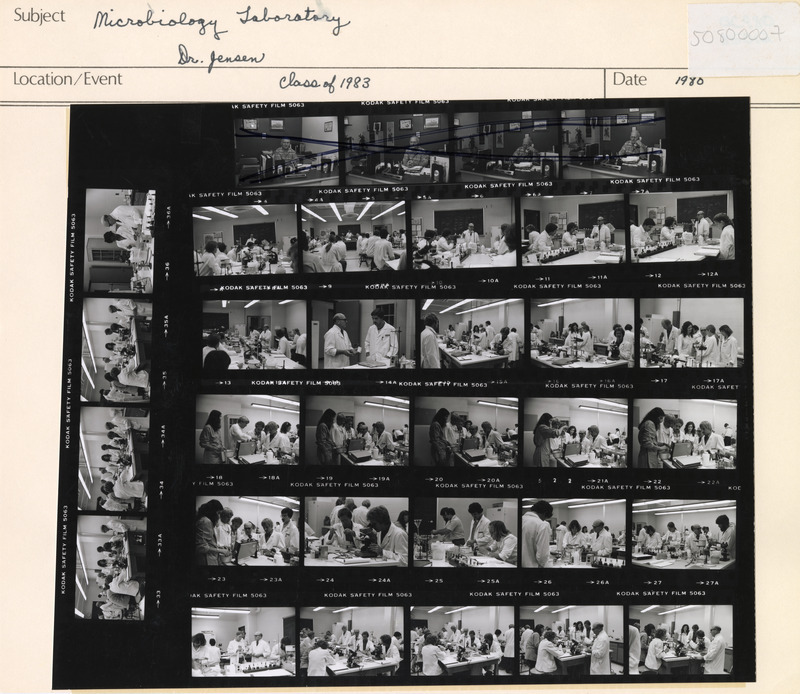 Annotation: "Microbiology Laboratory. Dr. Jensen. Class of 1983"