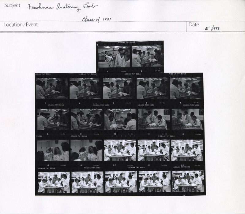 Annotation: "Freshman Anatomy Lab. Class of 1991"
