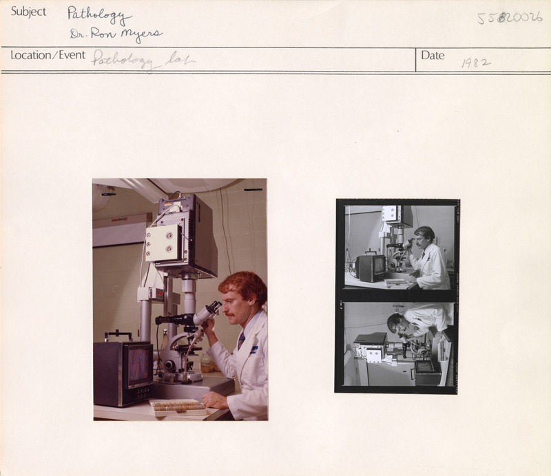 Annotation: "Pathology. Dr. Ron Myers. Pathology lab"