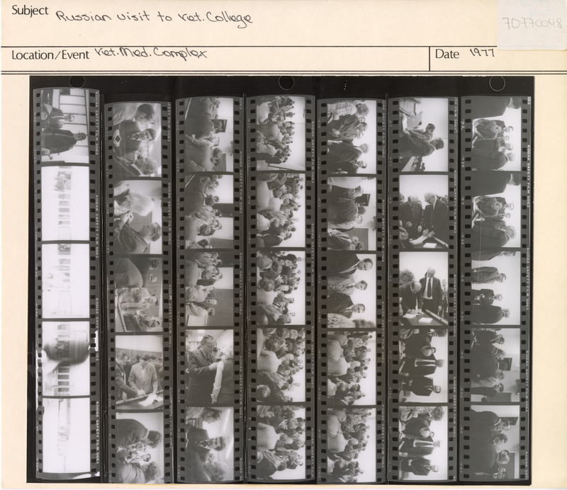 Annotation: "Russian visit to vet. college. Vet. Med. Complex"
