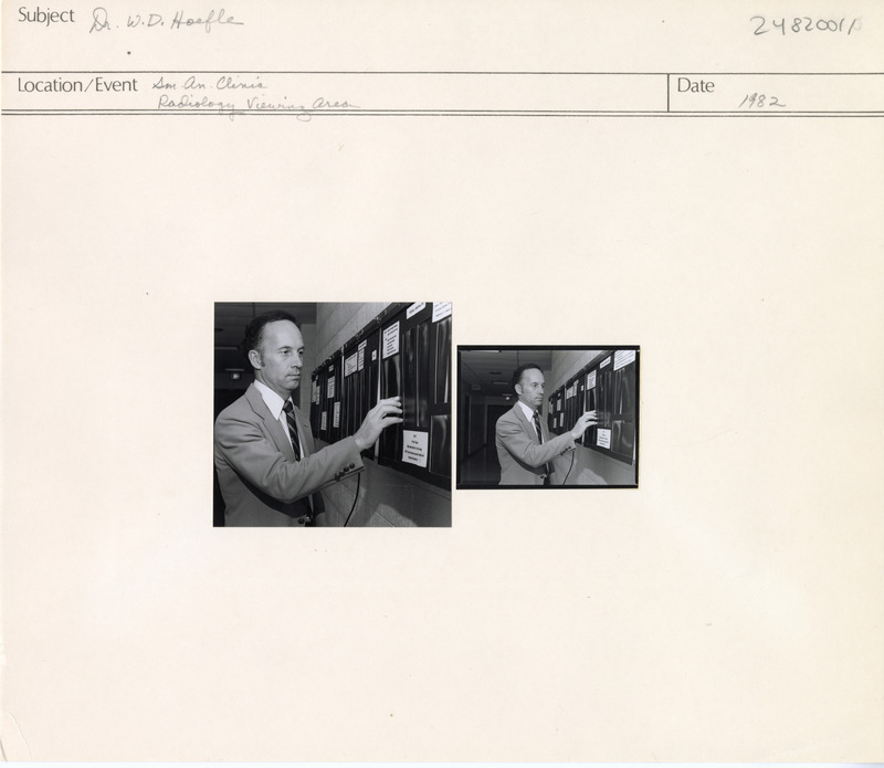 Annotation: "Dr. W. D. Hoefle. Sm. An. Clinic. Radiology Viewing Area"