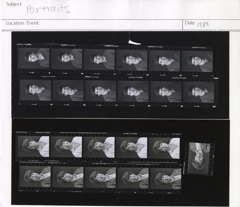 Contact sheet with images of faculty portraits