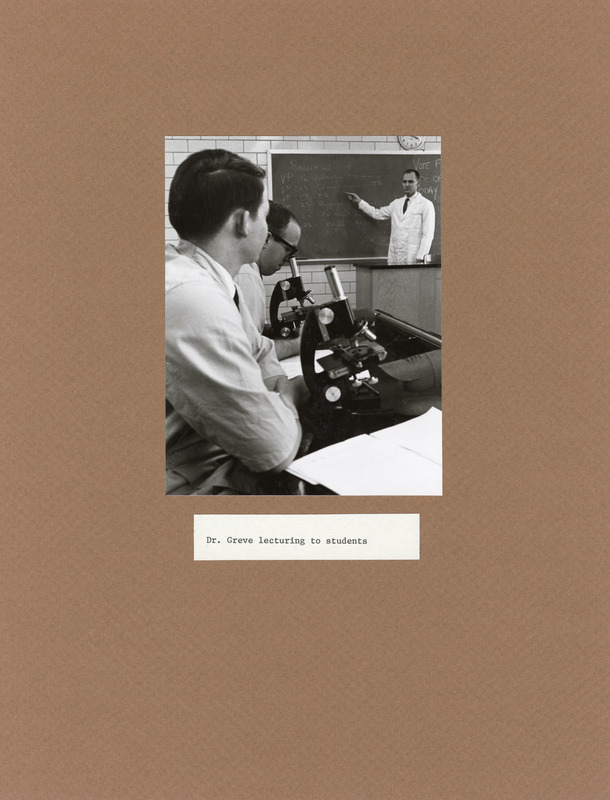Annotation: "Dr. Greve lecturing to students"