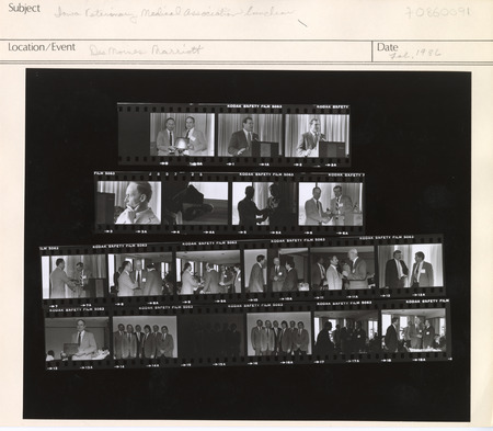 Annotation: "Iowa Veterinary Medical Association luncheon. Des Moines Marriott"