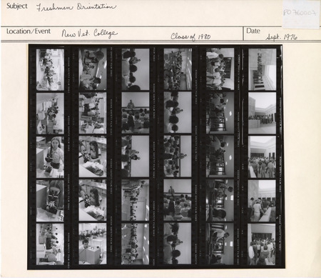 Annotation: "Freshman Orientation. New Vet. College. Class of 1980"