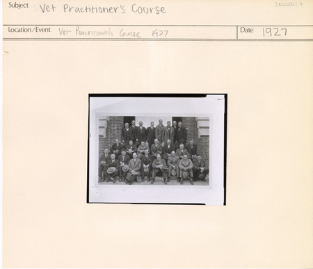 Annotation: "Vet Practitioner's Course 1927"
