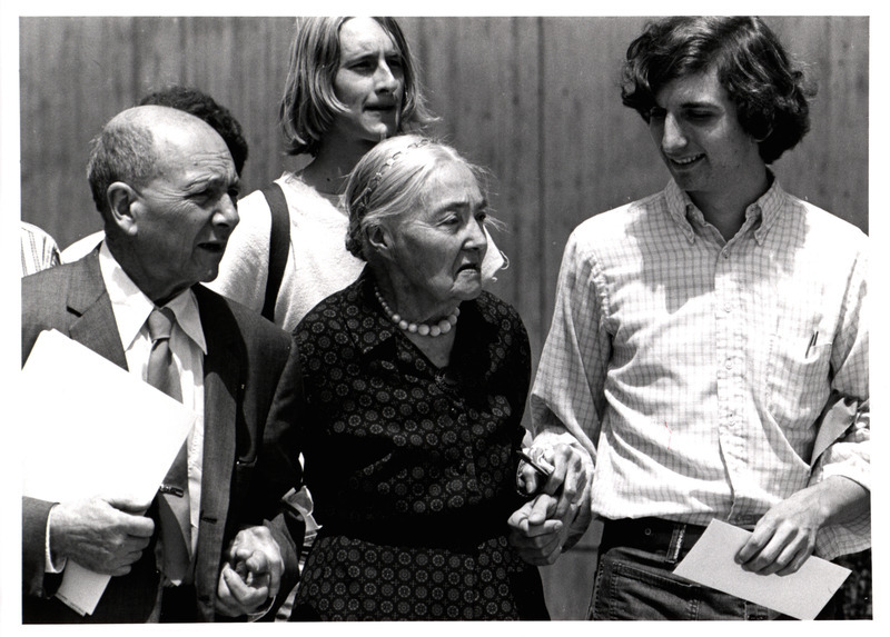 Photograph of Professor Edward S. Allen and his spouse attending a peace demonstration during the Vietnam War era.